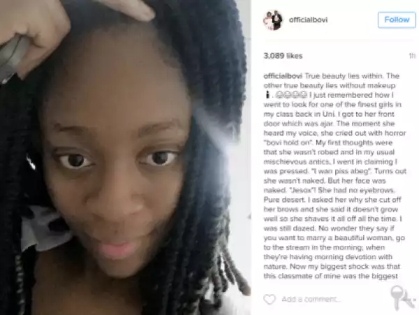Bovi Shows Off His Wife Without Makeup, Writes Hilarious Story